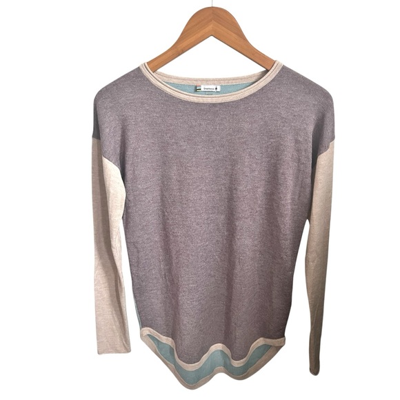Smartwool Shadow Pine Colorblock Sweater Wool Blend Knit Crew Neck Pullover XS - Picture 3 of 7